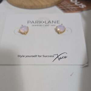 Park Lane Impression Gold Earrings with Pink Opal
